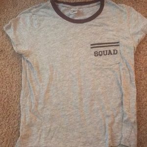 squad maroon and gray shirt